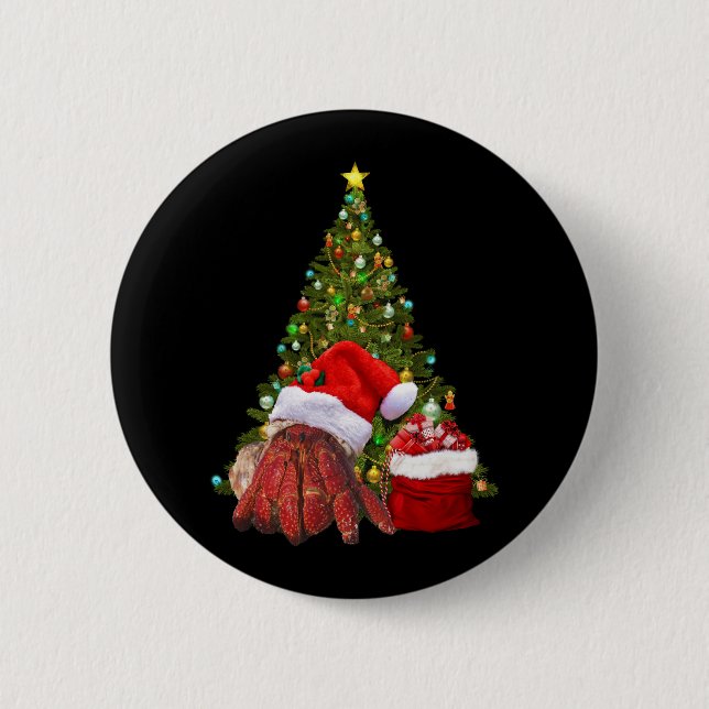 Santa Crab Funny Christmas Hermit Crab Lover Button (Vorderseite)