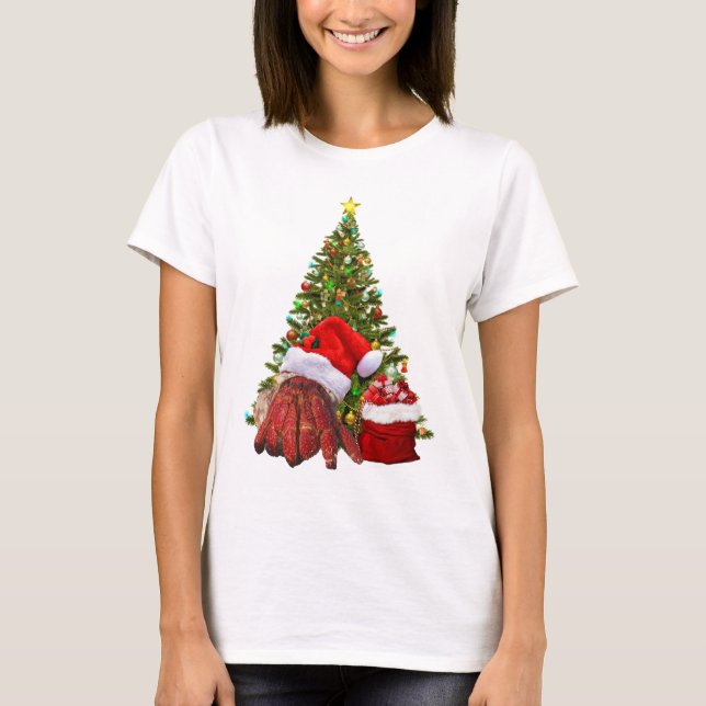 Santa Crab Funny Christmas Hermit Crab Lover T-Shirt (Vorderseite)