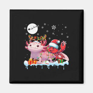 Santa Crab Riding Axolotl Rentierfisch Weihnachtss Magnet