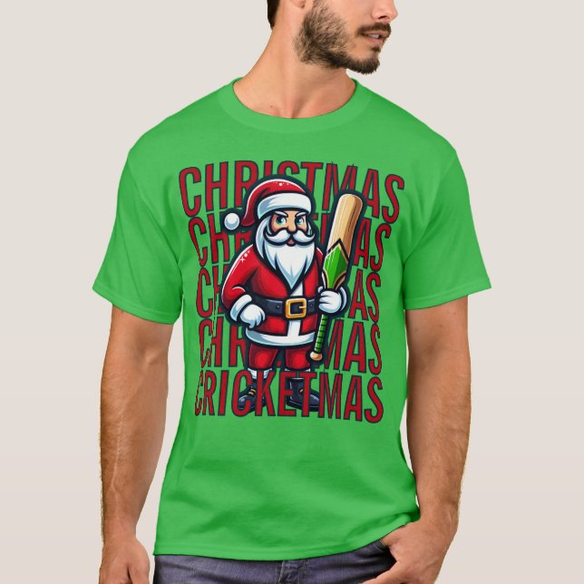 SANTA Cricket Mascot Player Weihnachtskricketmas T-Shirt (Vorderseite)