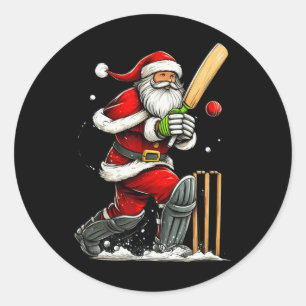 Santa Cricket Spieler Lustiger Weihnachten Cricket Runder Aufkleber
