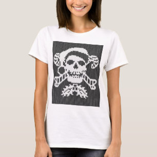 Santa Crossbones Skull in Ugly Sweater Style T-Shirt