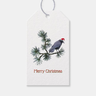 Santa Crow Pine Gift Tags Geschenkanhänger