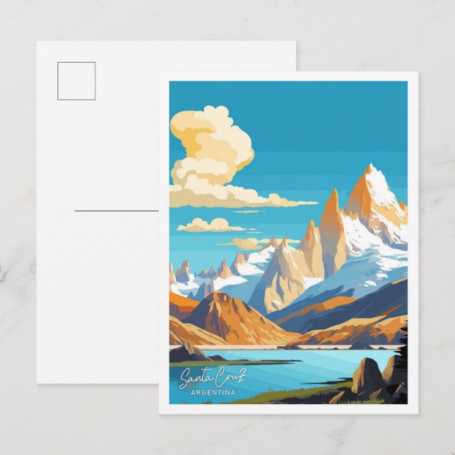 Santa Cruz Argentinien Reisen Vintage Darstellung Postkarte (Vorne/Hinten)