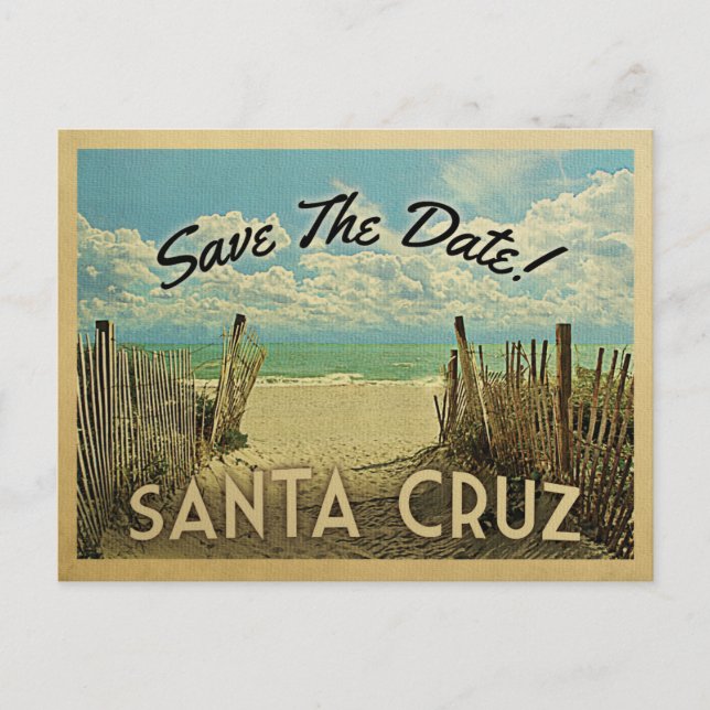 Santa Cruz Beach Vintag Save the Date Ankündigungspostkarte (Vorderseite)