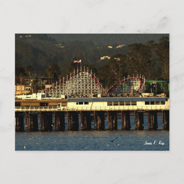 Santa Cruz Boardwalk & Wharf Postkarte (Vorderseite)