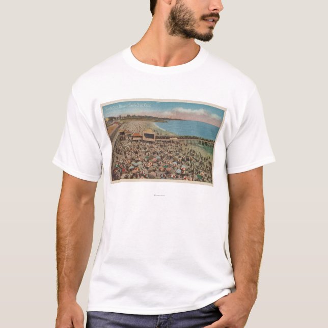 Santa Cruz, CA - Strand-Szene voll der Leute T-Shirt (Vorderseite)