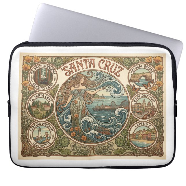 Santa Cruz California Art‑Nouveau Coast Laptopschutzhülle (Vorderseite)