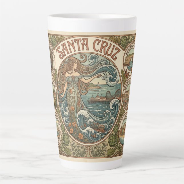 Santa Cruz California Art‑Nouveau Coast Milchtasse (Vorderseite)