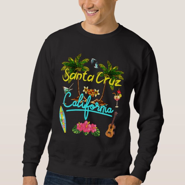Santa Cruz California Beach Summer Palm Sun Set Pa Sweatshirt (Vorderseite)