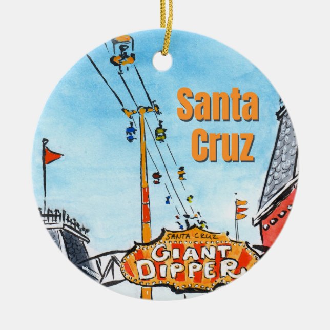 Santa Cruz California – Coastal Beach Art  Keramik Ornament (Vorne)