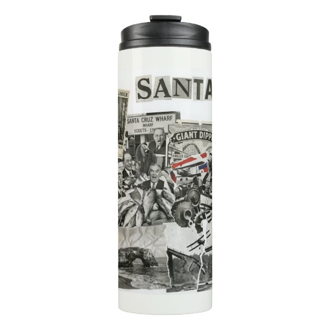 Santa Cruz California Collage – Protest Art Thermosbecher (Vorderseite)