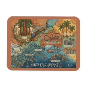 Santa Cruz California Dreams Karte – Lebendige Küs Magnet