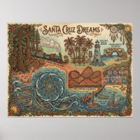 Santa Cruz California Dreams Karte – Lebendige Küs