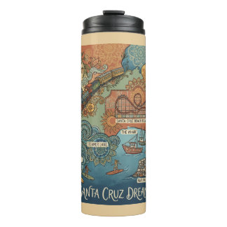 Santa Cruz California Dreams Karte – Lebendige Küs Thermosbecher