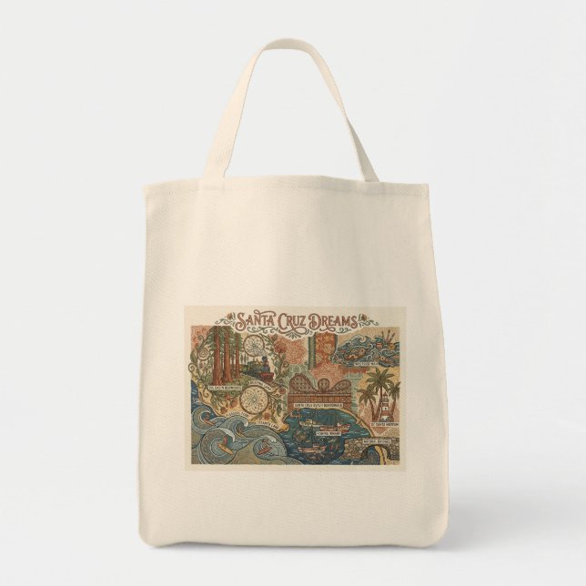 Santa Cruz California Dreams Map UCSC Surfing Tragetasche (Vorne)
