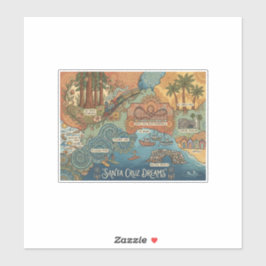 Santa Cruz California Dreams Map – Vibrant Coast Aufkleber
