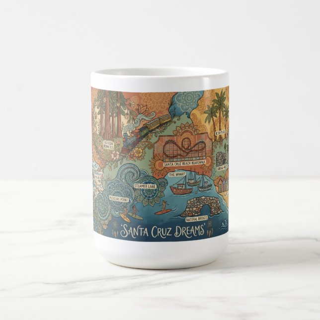 Santa Cruz California Dreams Map – Vibrant Coast Kaffeetasse (Mittel)