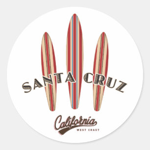 Santa Cruz California Drei Surfboards Runder Aufkleber