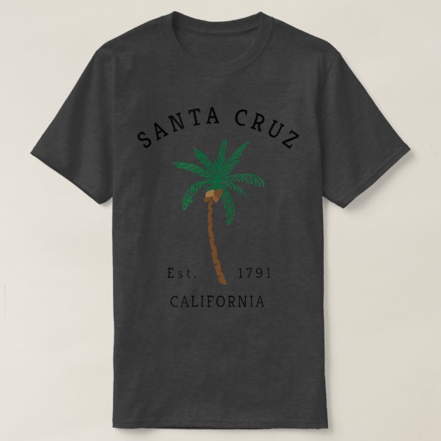 Santa Cruz California farbenfroher Palme Tree Retr T-Shirt (Design vorne)