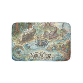 Santa Cruz California Illustrated Map Mythical Badematte