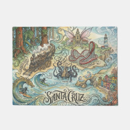 Santa Cruz California Illustrated Map Mythical Fußmatte
