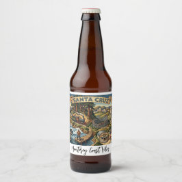 Santa Cruz California Illustrated Map UCSC Wharf Bierflaschenetikett