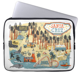 Santa Cruz California Illustrierte Karte Laptopschutzhülle