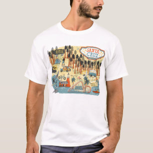 Santa Cruz California Illustrierte Karte T-Shirt