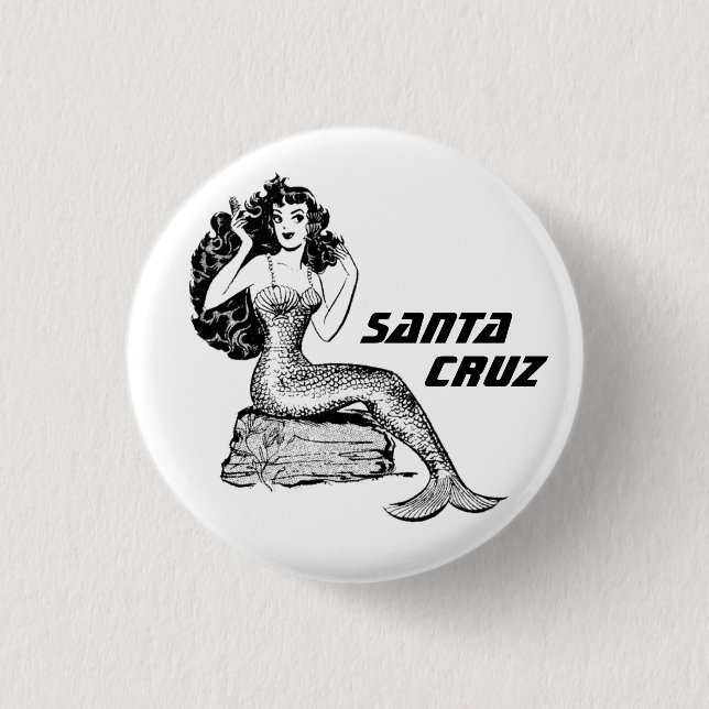 Santa Cruz California Mermaid Pinback Button (Vorderseite)