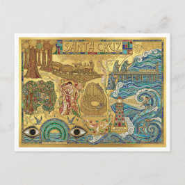 Santa Cruz California Mosaic Map Boardwalk Beach Postkarte