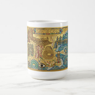 Santa Cruz California Mosaik Karte Pier Strand Kaffeetasse