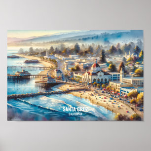 Santa Cruz California Reisen Orte Aquarell Poster