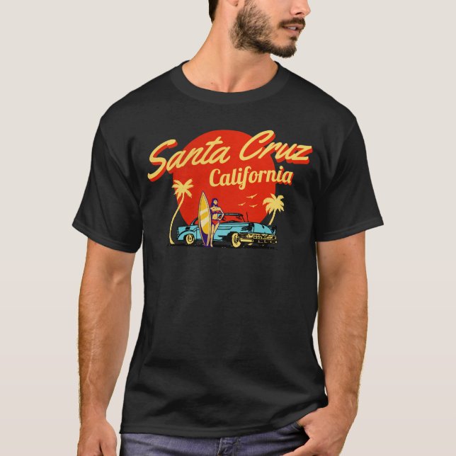 Santa Cruz California Retro Art T-Shirt (Vorderseite)