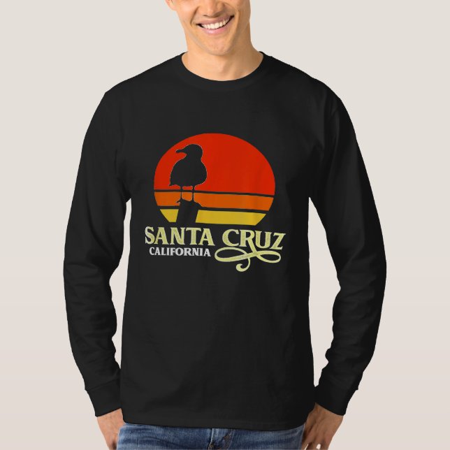 Santa Cruz California Retro Seagull Sunset T-Shirt (Vorderseite)