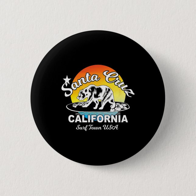 Santa Cruz California Surfbär Souvenir  Button (Vorderseite)