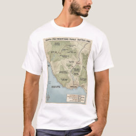 Santa Cruz California Trail Map Redwood & Coastal  T-Shirt