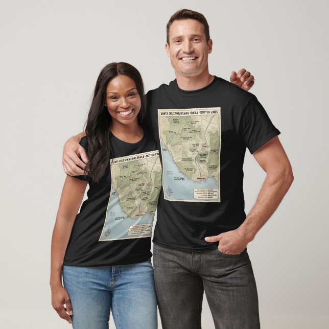 Santa Cruz California Trail Map Redwood & Coastal  T-Shirt (Unisex)