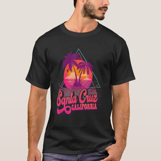 Santa Cruz California Urlaub Retro 80er Beach Sou T-Shirt (Vorderseite)