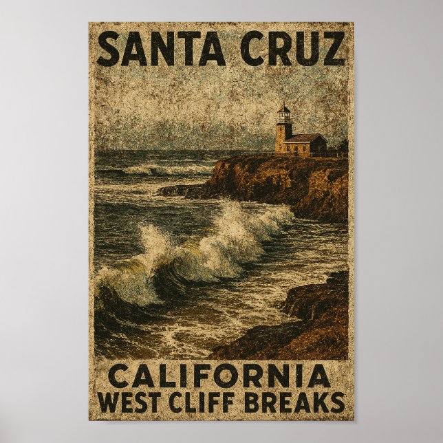 Santa Cruz California West Cliff Steamer Lane Poster (Vorne)
