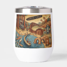 Santa Cruz California Whimsical Map UCSC Boardwalk