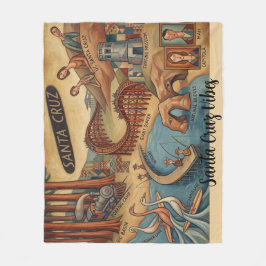 Santa Cruz California Whimsical Map UCSC Boardwalk Fleecedecke