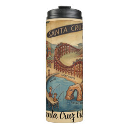 Santa Cruz California Whimsical Map UCSC Boardwalk Thermosbecher