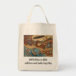 Santa Cruz California Whimsical Map UCSC Boardwalk Tragetasche