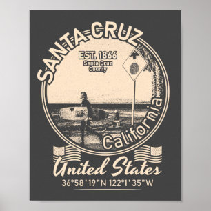 SANTA CRUZ CITY - KALIFORNIEN - VINTAGE SCHUTZMASS POSTER