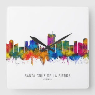 Santa Cruz de la Sierra Bolivien Skyline Quadratische Wanduhr
