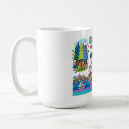 Santa Cruz Illustrated Map Boardwalk Beach Surfing Kaffeetasse