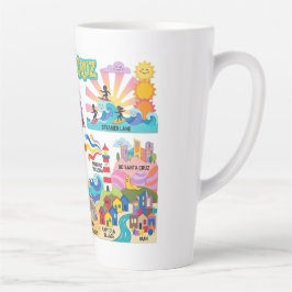 Santa Cruz Illustrated Map Boardwalk Beach Surfing Milchtasse