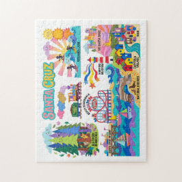 Santa Cruz Illustrated Map Boardwalk Beach Surfing Puzzle