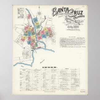 Santa Cruz Kalifornien Karte 1892 Poster